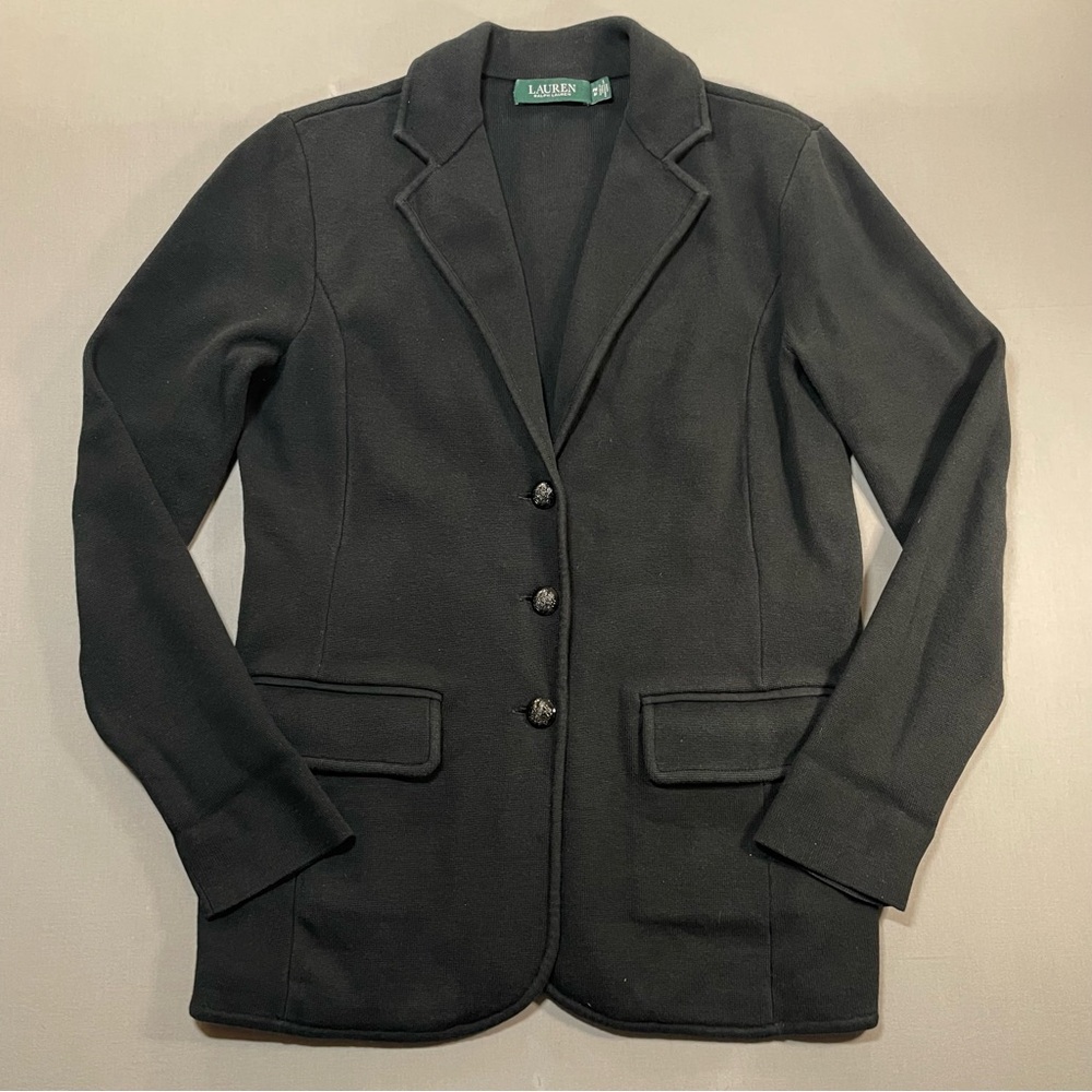 Lauren Ralph Lauren Combed Cotton-Blend Sweater Blazer - Womens Petite Medium - Picture 2 of 14